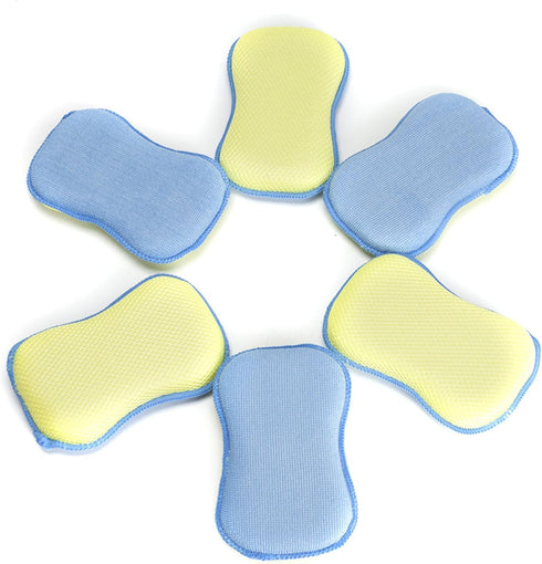 LTWHOME Dual Sided Microfiber 2 in 1 Washing Up Pad Scrubbers and Sponges, Pack of 6