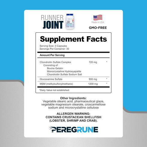 Runner Joint Support Supplement - Glucosamine Chondroitin MSM for Healthy Knees, 90 Capsules