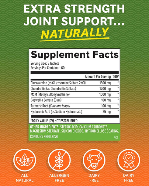 Zenwise Health Glucosamine Chondroitin MSM - Joint Support Supplement with Turmeric for Joint Health, 180 Capsules