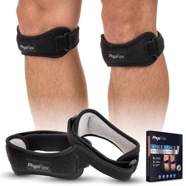 2 Pack Adjustable Patella Knee Brace, Knee Support and Pain Relief for Running, Hiking, Basketball, and Tendonitis