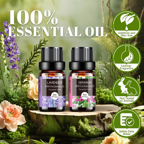 Set 26x5ml Essential Oils - Pure Aromatherapy Essential Oils Kit for Diffuser, Massage, Skin & Hair Care, Candle Making