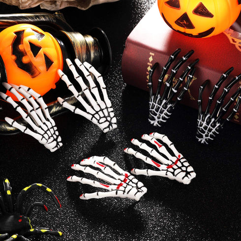 WILLBOND 6 Pieces Skeleton Hands Bone Hair Clips - Skull Clip Hairpin Zombie Punk Rock Horror Clip for Women Girls Hair
