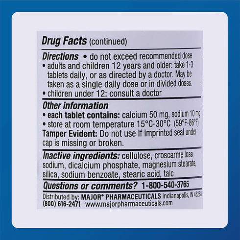 Major Docusate Sodium 100 mg - Stool Softener Tablets for Constipation Relief, 100 Tablets for Ages 12+