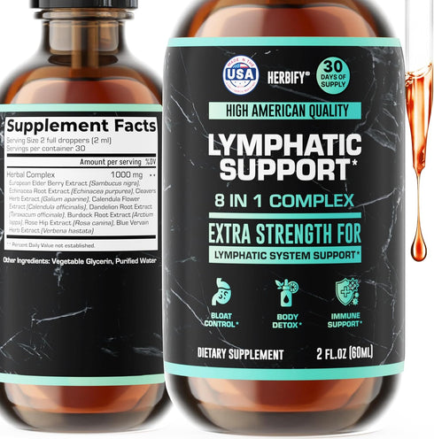HERBIFY Lymphatic Drainage Drops for Liver Detox & Immune Support - Lymph
