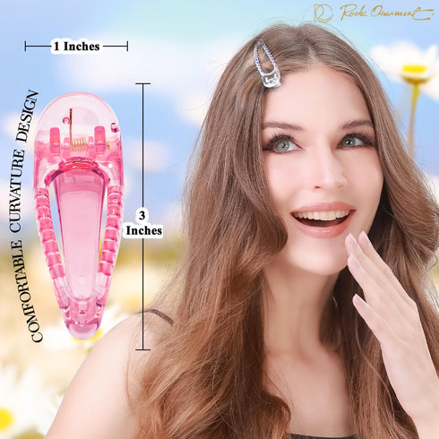 RC ROCHE ORNAMENT 6 Pcs Women's Classic Alligator Hair Clip Barrette - Small Transparent Multicolor Plastic Clamp