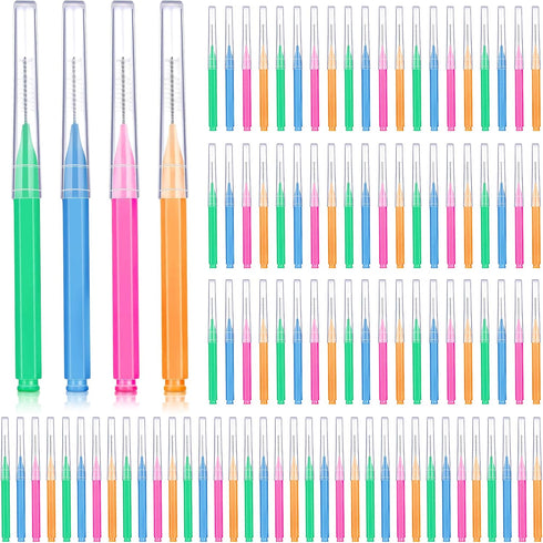 Patelai 100 Pieces Braces Brush for Cleaner Interdental Brush Toothpick Dental Hygiene Flosser Tooth Cleaning Tool