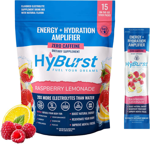Hydration + Energy Amplifier — Multivitamin Electrolytes Powder Packets — Vitamin D3 K2, B6 B12 Vitamins, L-Theanine,