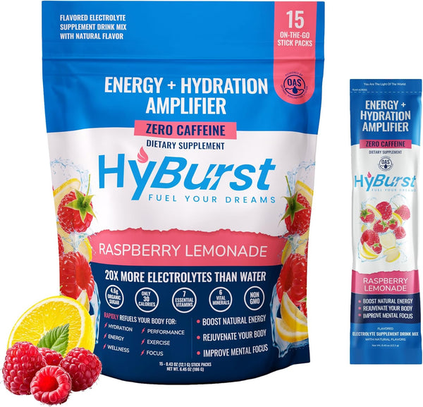 Hydration + Energy Amplifier — Multivitamin Electrolytes Powder Packets — Vitamin D3 K2, B6 B12 Vitamins, L-Theanine,