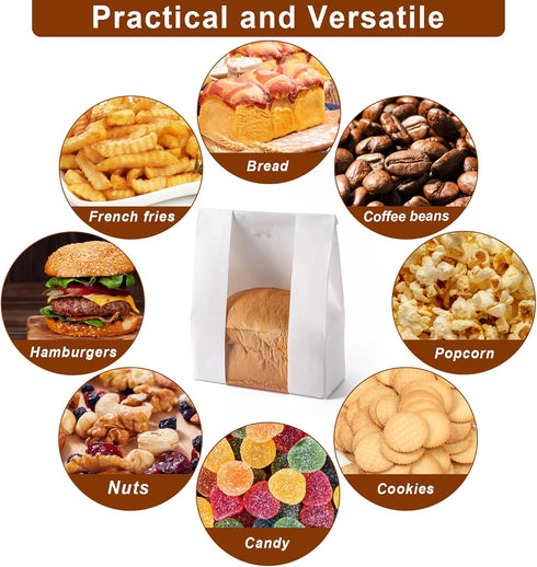 Hoewina 25PCS 25PCS (13.7x8.3x3.5 inch, Paper Bread Bags, Large Sourdough Bread Bags for Homemade Bread Bakery Storage