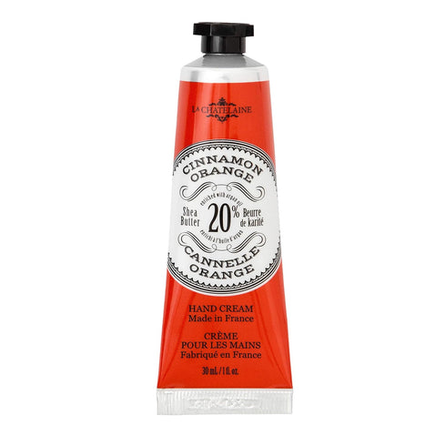 La Chatelaine 20% Shea Butter Hand Cream, Organic Argan Oil, Vitamin E, Extra-Rich Lotion, 1 oz / 30ml (Cinnamon Orange)