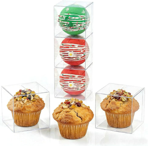 JCXGRVC 100Pack Clear Hot Chocolate Bomb Boxes Small Gift Boxes Cupcake Boxes Candies