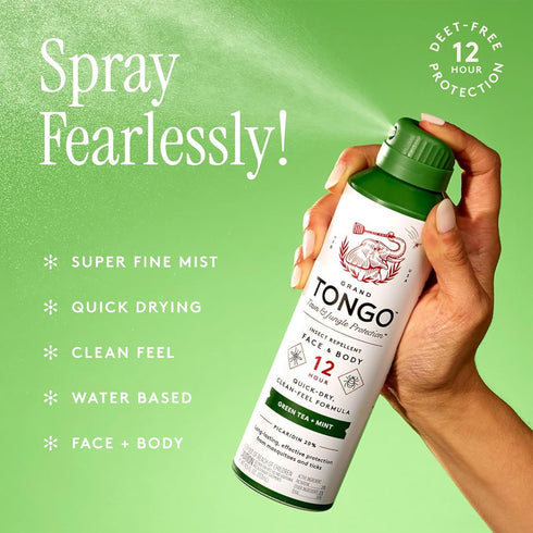 Green Tea + Mint Insect Repellent, DEET-Free with Picaridin, 12 Hour Protection, DEET Alternative