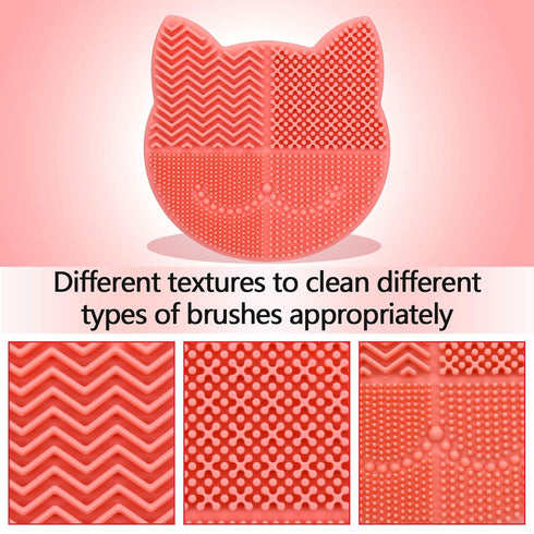 Makeup Brush Cleaning Mat with Drying Holder for Sink, Christmas Silicone Washing Cosmetic Brush Cleaner Pad