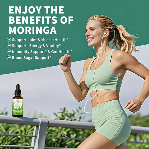Herbance Immune 6X (2 Oz) Moringa Liquid Drops, Pure Moringa Supplements w. Turmeric, Olive Leaf, Black Pepper, Vitamin