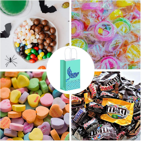 Zonon Mermaid Treats Goodie Candy Bags Set, Princess Theme Party Gift Paper Bags for Birthday Pool Party Favors (18 Pcs)