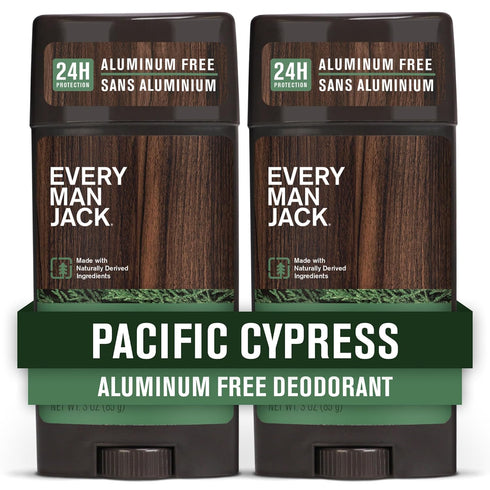 Every Man Jack Pacific Cypress Men s Deodorant, Aluminum Free, Long Lasting Odor Crushing Formula - 3oz Twin Pack