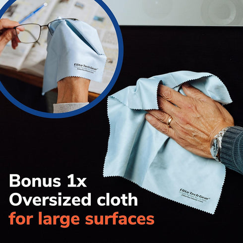 Elite Tech 6-Pack Oversized Microfiber Cloths for Electronic Devices, Washable, 6×7 in & 12×12 in