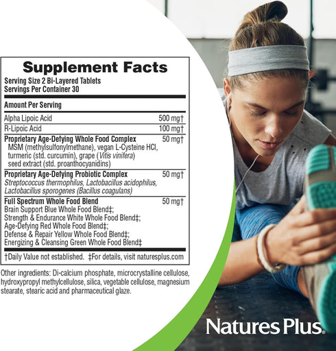 Ultra Lipoic Natures Plus - 60 Bi-Layered Mini-Tabs, Supports Free Radical Defenses, Gluten Free, 30 Servings