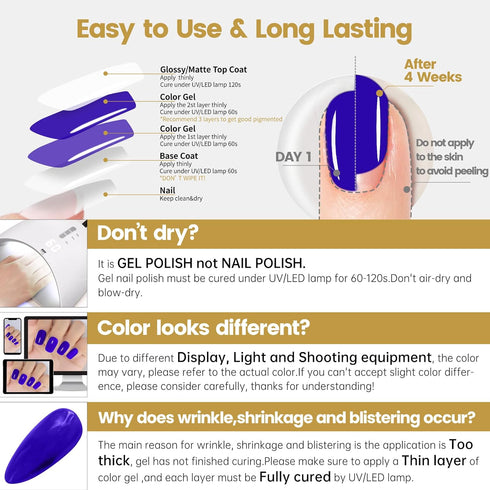 YTD Likomey Gel Nail Polish, 15ml Klein Blue Soak Off UV Varnish for Salon Home DIY Nail Art Manicure and Pedicure,