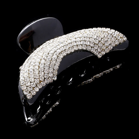 Women Lady Exquisite Black Small Size Acrylic Full Diamond Rhinestones Hair Jaw Clips Hairpin - Fancy Hair Claw Clip
