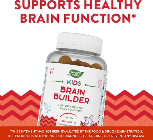 Nature's Way Kids Brain Supplement Gummies - 60 Gummies, Supports Healthy Brain Function, Lemonade Flavored