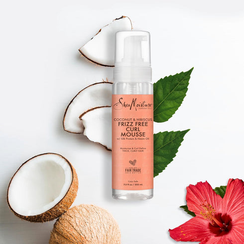SheaMoisture Curl Mousse, Coconut and Hibiscus, 7.5 oz, for Frizz Control