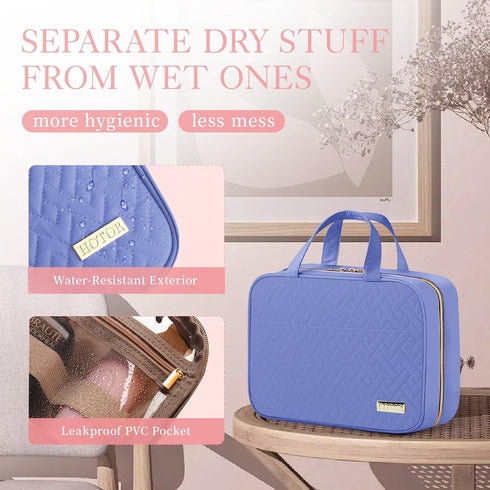 HOTOR Travel Toiletry Bag with Hanging Hook, Spacious Waterproof Bag for Women & Men, Aegean-Blue