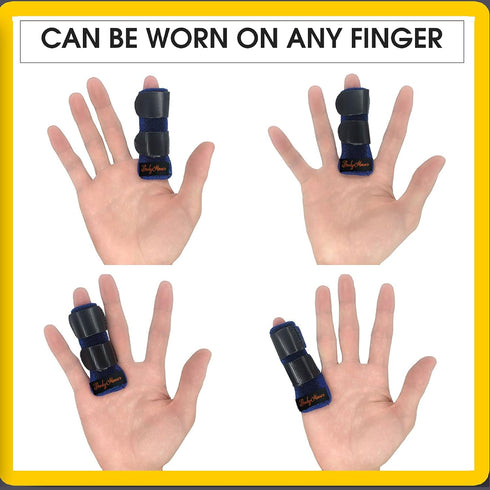 BodyMoves 2 Double Sided Solid Support Finger Splints, Plus 2 Sleeves, 2020 Edition Aqua Blue
