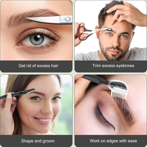 NAZQAT Multipurpose Eyebrow Kit for Women & Men, Includes Tweezers, Razor Tools, Scissors, Pack of 6