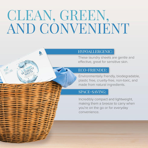 Pursonic Eco Laundry Sheets, Natural Detergent Sheets, Fresh Linen Scent, 100-Pack, Zero Plastic Travel Essentials