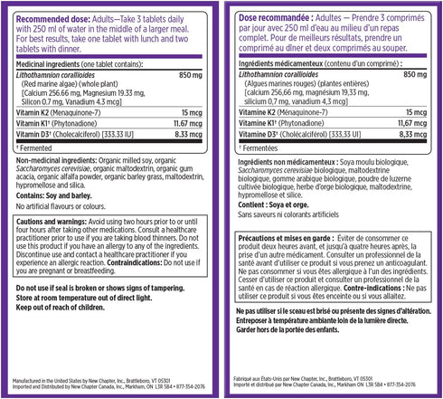 New Chapter Calcium Supplement – Organic Plant Calcium with Vitamin K2 + D3 + Magnesium, 120 Count