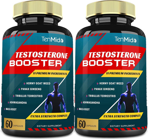 Testosterone Supplements Booster for Men, 2 Packs of 60caps - Natural Stamina, Endurance & Strength, Muscle Growth