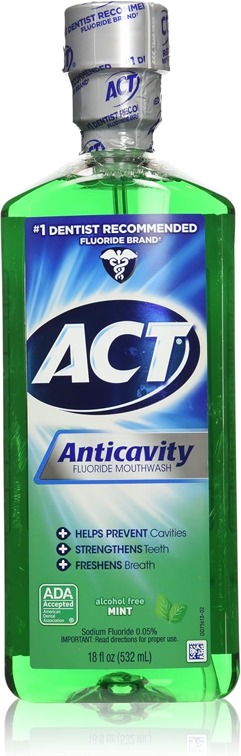 Act Anticavity Fluoride Mouthwash Mint, 18 fl oz (Pack of 3) (Packaging May Vary)