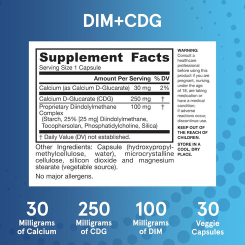 Jarrow Formulas DIM + CDG - 30 Veggie Capsules - Dietary Supplement for Liver Detox Support, Healthy Hormone Regulation