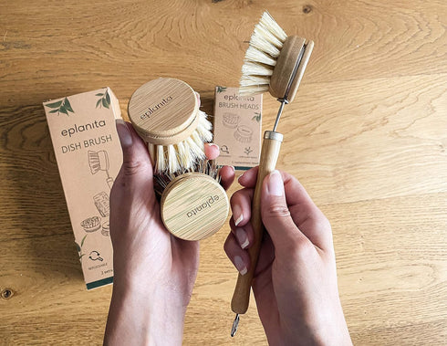 Replacement Brush Heads (Pack of 8) for Bamboo Dish Brush, Sisal Bristle Refills, Agave Cactus Fibres, Kitchen Eco