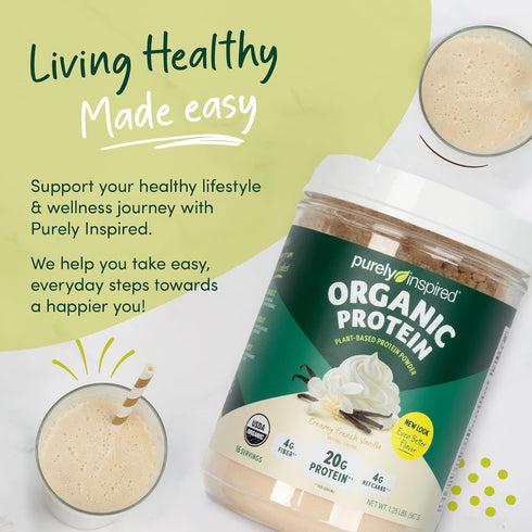 Purely Inspired Plant-Based Protein Powder for Men & Women, Creamy French Vanilla, 16 Servings, Vegan & Organic