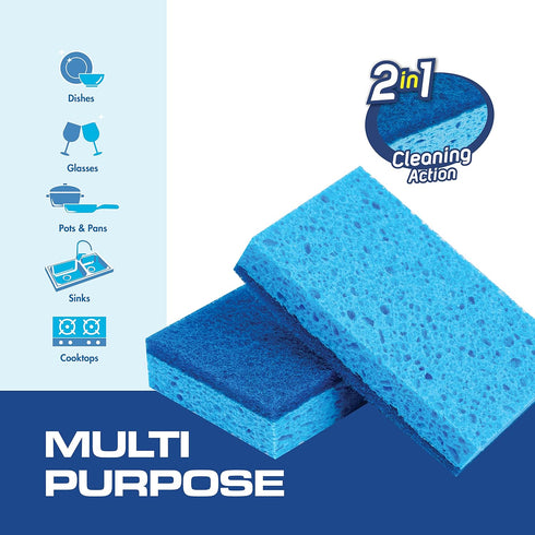 SCRUBIT 48 Pack Kitchen Sponges, Blue Dish Sponge for Washing Dishes, Bulk Cleaning Sponges Kitchen