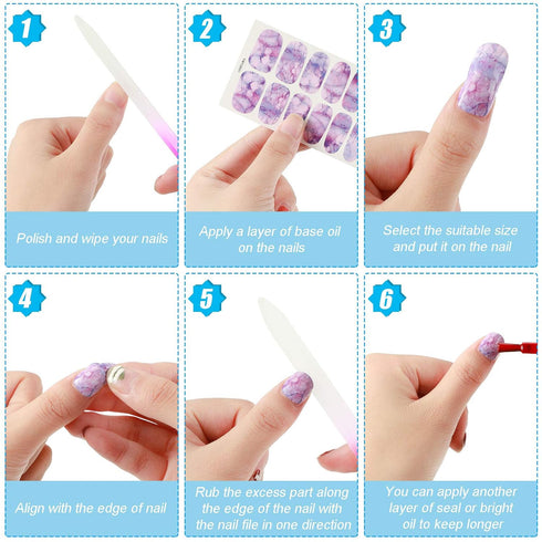 Maitys 336 Pieces 24 Sheets Full Wrap Nail Polish Strips, Self Adhesive Gel Nail Art Decals with File for Women.