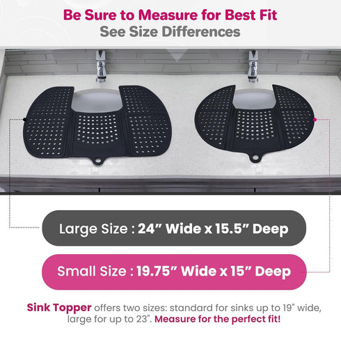 Sink Topper Foldable Sink Cover - Silicone Makeup Brush Cleaning Mat & Hot Tools Organizer - Large, Black
