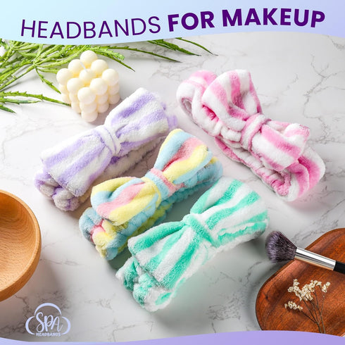 YGDZ Spa Headband for Washing Face, Fluffy Bow Makeup Headband Set for Women & Girls