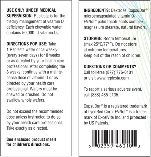 50,000 IU Vitamin D3 Cholecalciferol, 4 Count, Once-Weekly Chewable Wafer, Non-GMO, Natural Orange Flavor