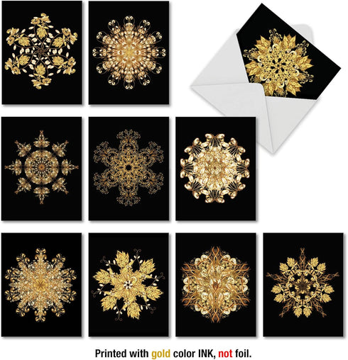 The Best Card Company - 10 Blank Note Cards Assortment (4 x 5.12 Inch) - Zen Patterns and Symbols, Bulk Boxed Set