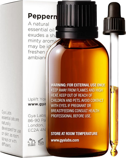 Gya Labs Peppermint Oil for Diffuser & Aromatherapy - Natural Peppermint Mint Essential Oils for Skin, Hair, DIY, Self-Care - Cooling, Minty Scent for Candle Making - 100% Natural (1.02 Fl Oz)