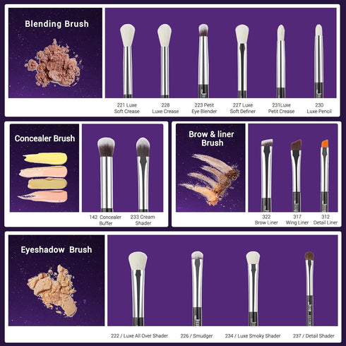 Jessup Eye Makeup Brushes Set, Professional 15pcs with Eyeshadow Blending and Eyeliner Brushes