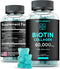 Biotin & Collagen Peptides Gummies, 50,000mcg Collagen + 10,000mcg Biotin for Hair, Skin & Nails Support, Non-GMO