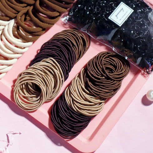YANRONG 1159PCS Hair Accessories Set, Seamless Ponytail Holders, Variety Scrunchies for Thick Curly Hair, Brown