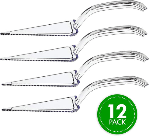 Plasticpro Disposable Heavy Duty Plastic Cake Cutter, Durable Premium Serving Utensils Clear Pack of 12
