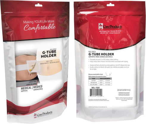 Core Products NelMed G-Tube Holder for PEG, G, J Tubes, Adjustable, Discreet Support, Small/Medium (30–45 inch Waist)