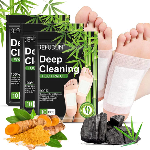 Foot Pads (30 PCS) - Deep Cleansing Foot Patch, Natural Bamboo Vinegar Ginger Powder Foot Pad for Foot Care, Adhesive