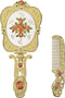 Nerien Antique Mirror Comb Set, Vintage Metal Handheld Makeup Mirror with Comb, Gold-1